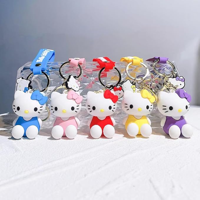 Cute Kitty 3D Keychain | Keyring & Quirky Bag Charm | Hard Silicone,Unbrekable | Travel Essential | Kids Friendly | Comes With Strap & Bag Hook | Single Piece.