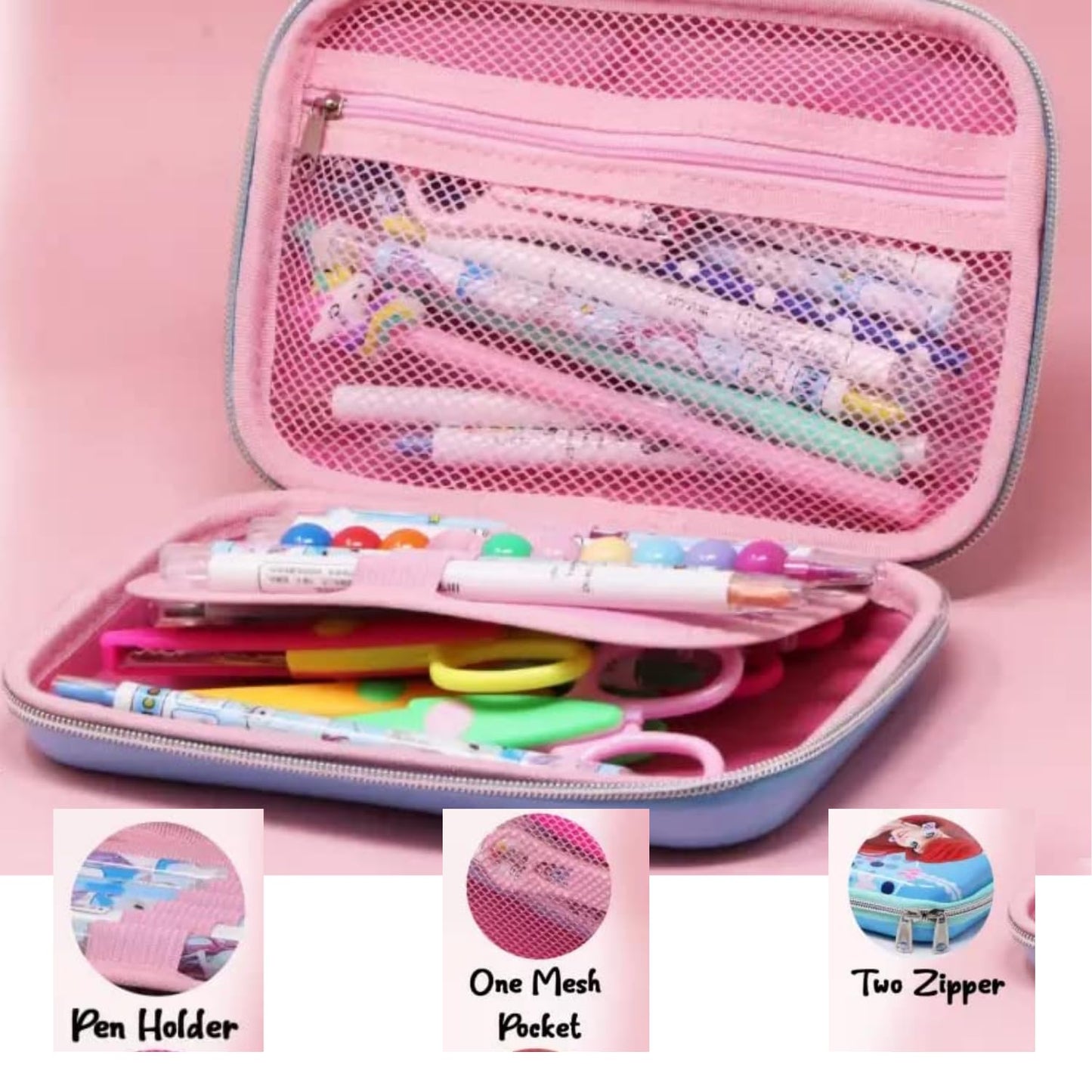 Big Size 3D Pencil Pouch for Kids (Pack of 1), Large Capacity Eva Blackpink Pencil Box Organizer for Girls, Jumbo Stationery Hardtop Storage Case for School Students