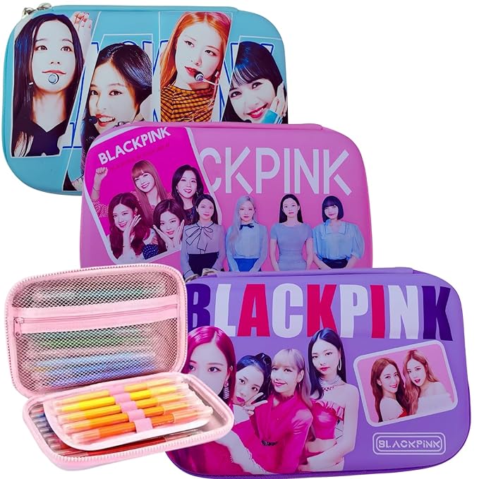 Big Size 3D Pencil Pouch for Kids (Pack of 1), Large Capacity Eva Blackpink Pencil Box Organizer for Girls, Jumbo Stationery Hardtop Storage Case for School Students