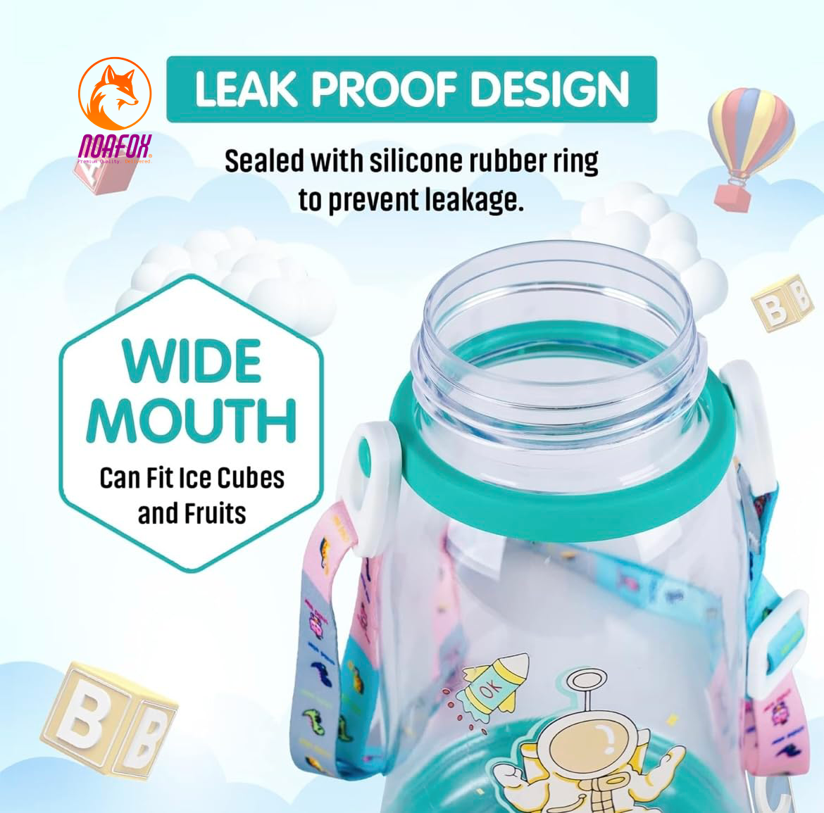 Sipper Water Bottle for Kids (Pack of 1) | Noafox