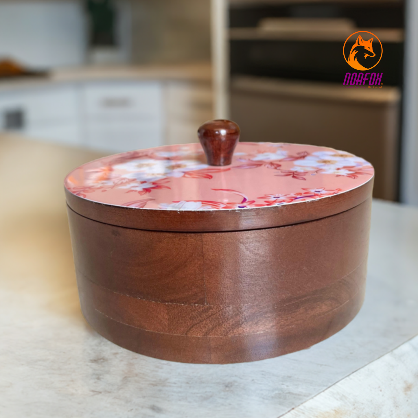 Premium Eco Friendly Wooden Chapati Box | Handcrafted Roti Box with Lid | Bread Storage Container - Pink