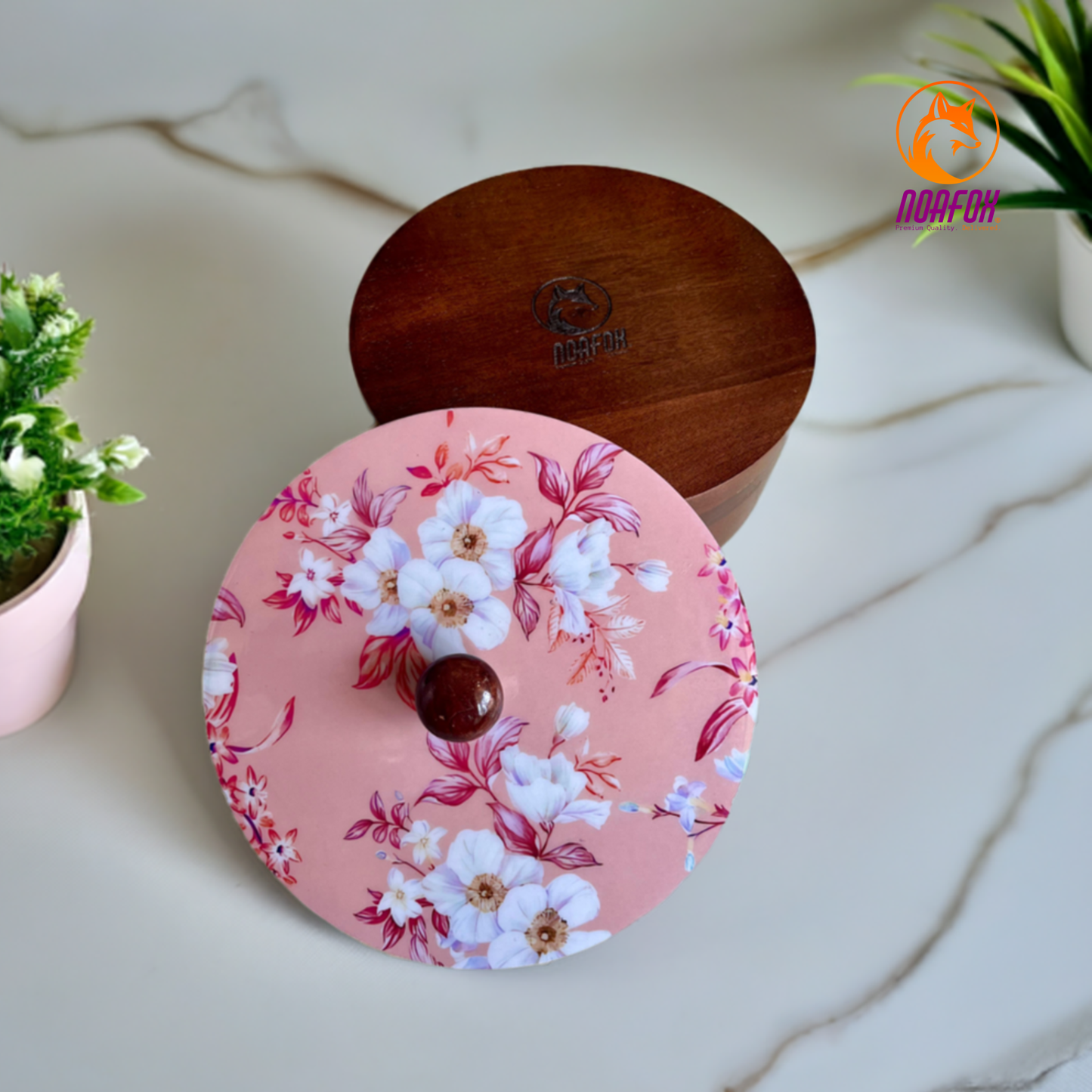 Premium Eco Friendly Wooden Chapati Box | Handcrafted Roti Box with Lid | Bread Storage Container - Pink