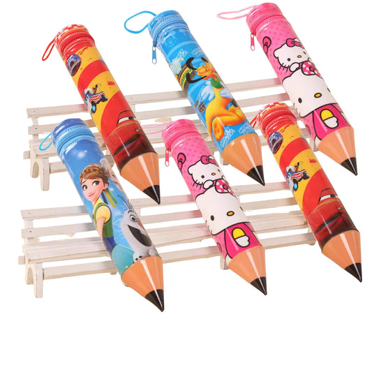 Pack of 12 Pencil-Shaped Pouches - Assorted Stationery Organizer for Kids, School Supplies, Birthday Return Gifts & Party Favors - Fun Pencil Cases for Boys & Girls