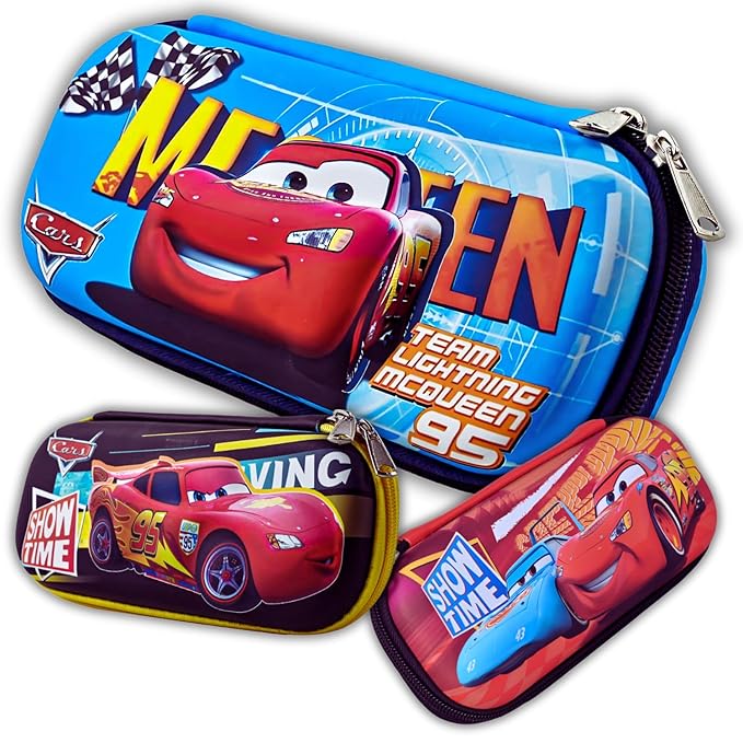 Pencil Box Pouch for Kids (Pack of 1), 3D Cars Pencil Pouch for Boys, Birthday Return Gifts, Gift Ideas for Kids, Stylish Premium Hardtop Stationery Bag for School Students