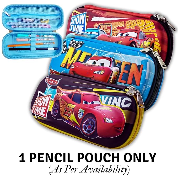 Pencil Box Pouch for Kids (Pack of 1), 3D Cars Pencil Pouch for Boys, Birthday Return Gifts, Gift Ideas for Kids, Stylish Premium Hardtop Stationery Bag for School Students