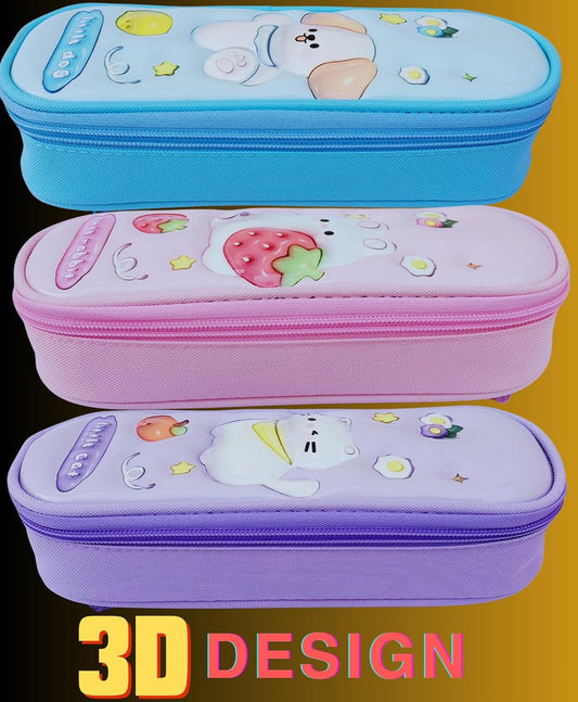 Canvas 3D Animal Pencil Pouch For Boys And Girls, Birthday Return Gifts, Stylish Premium Hardtop Stationery Bag (Multicolor)
