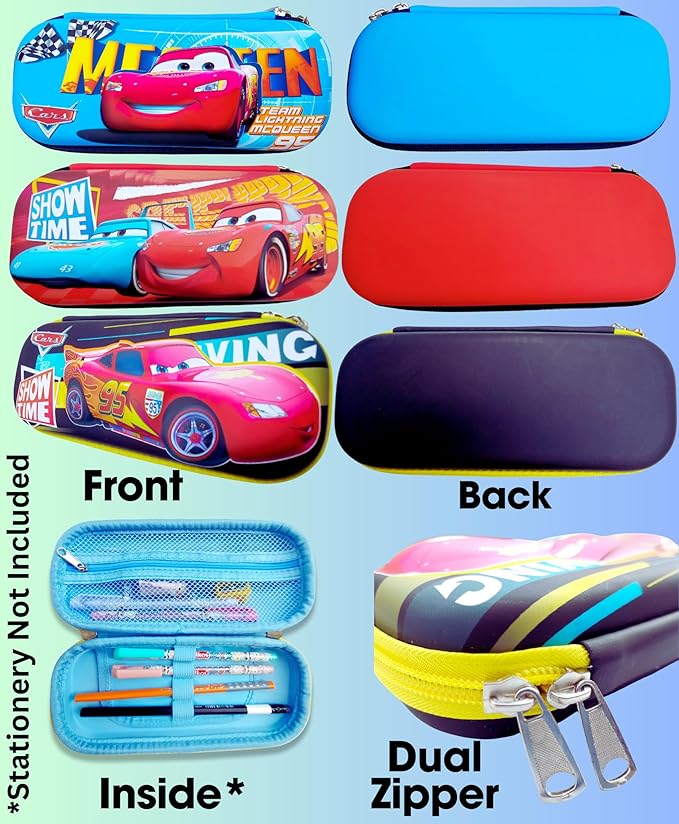 Pencil Box Pouch for Kids (Pack of 1), 3D Cars Pencil Pouch for Boys, Birthday Return Gifts, Gift Ideas for Kids, Stylish Premium Hardtop Stationery Bag for School Students