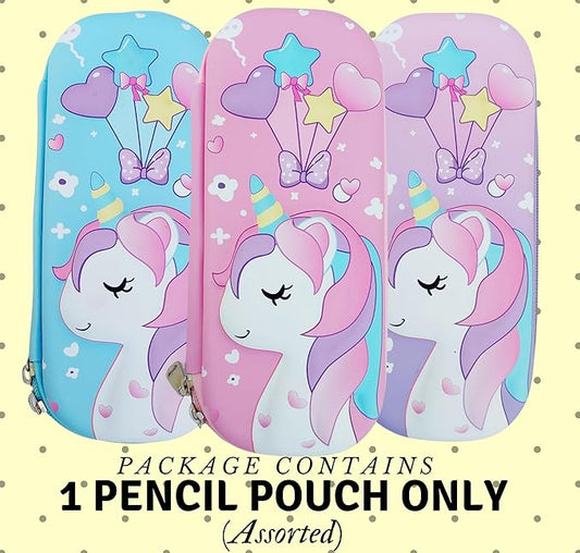 Pencil Box Pouch for Kids (Pack of 1), 3D Unicorn Pencil Pouch for Girls, Birthday Return Gifts, Gift Ideas for Kids, Stylish Premium Hardtop Stationery Bag for School Students