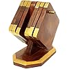 Wooden Tea Coasters Set of 6 with Holder | Brass Inlay Kite Design | Noafox