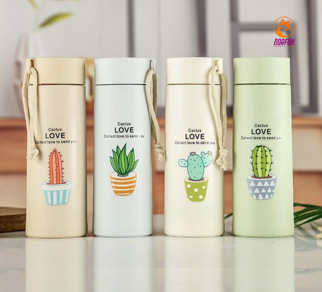 Cactus Lover Glass Water Bottle for Kids (Pack of 1) | Noafox