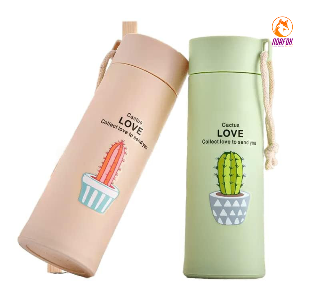 Cactus Lover Glass Water Bottle for Kids (Pack of 1) | Noafox