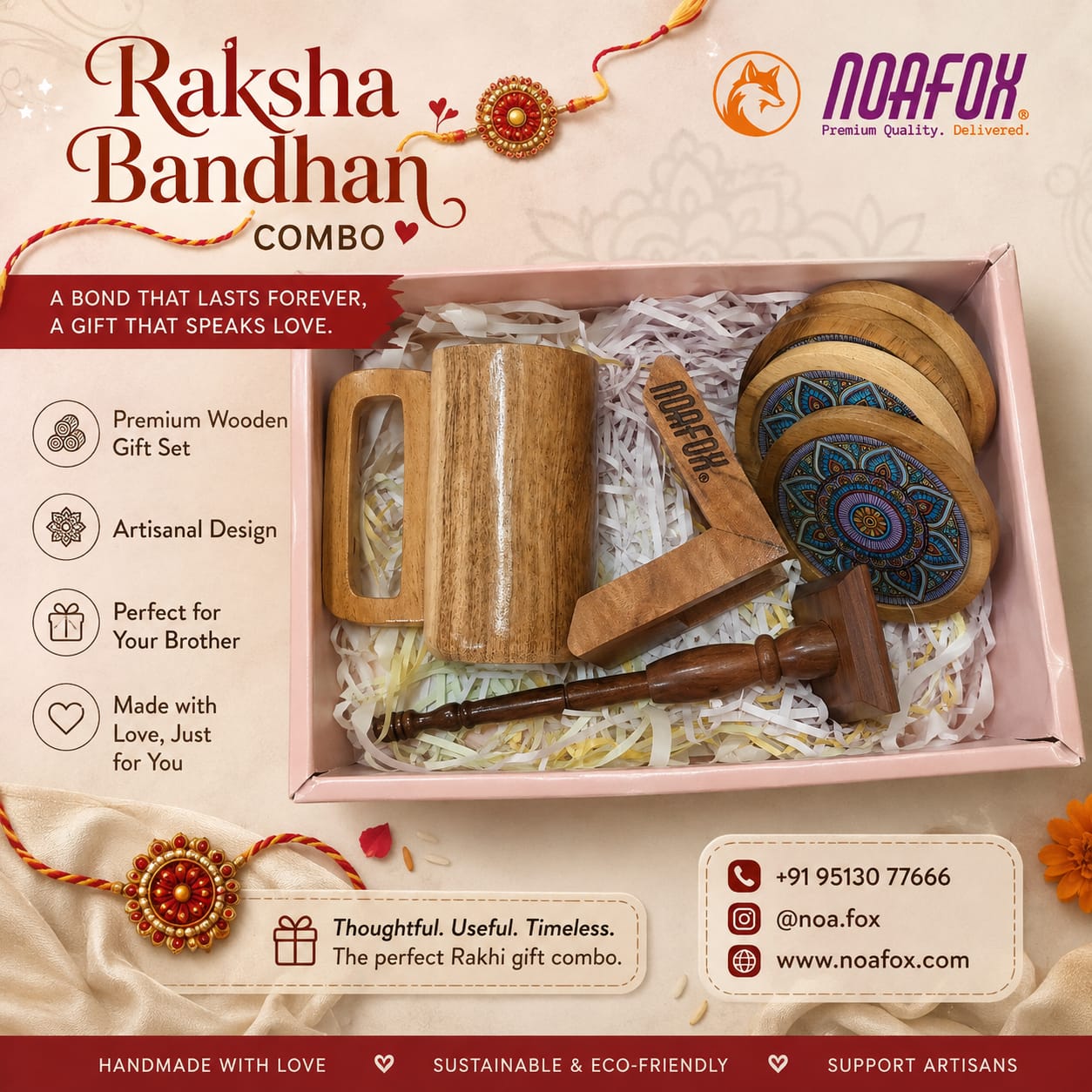 Raksha Bandhan Premium Wooden Gift Combo