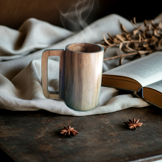 Noafox Acacia Wood Mug – Natural Wooden Cup for Tea & Coffee